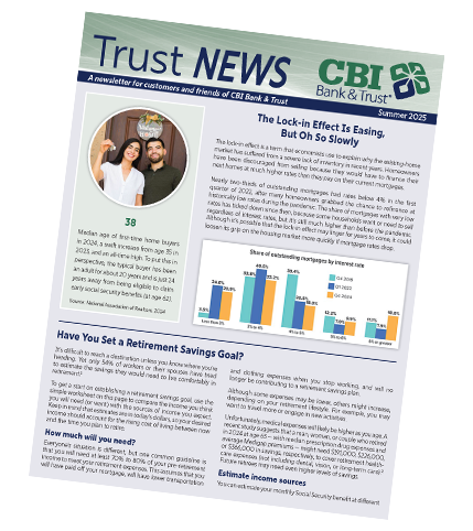 Image of CBI Bank & Trust Summer Trust newsletter