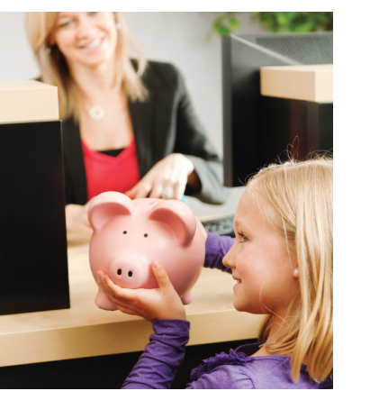 Photo of young girl at a teller